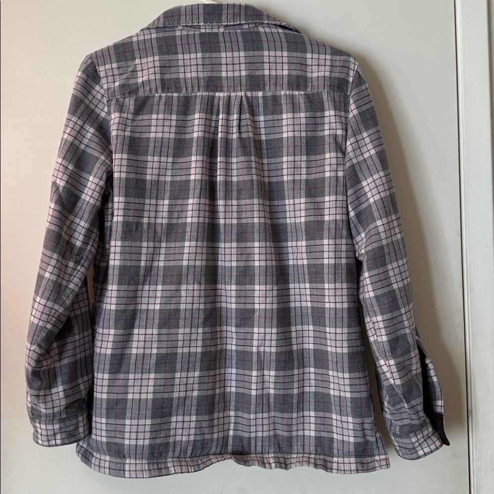 L.L. Bean Fleece Lined Flannel Shirt Jacket Plaid Shacket Gray Pink - Picture 8 of 8